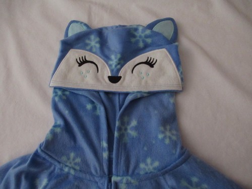 Fleece One-Piece Pajamas Girls Size 6/6X 7 Blanket Sleeper Union Suit Hooded Fox - Picture 4 of 12