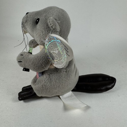 Coca Cola Plush Flapper The Beaver Beanie 5" 2000 Vintage Grey Coke Bottle Tag - Picture 5 of 12