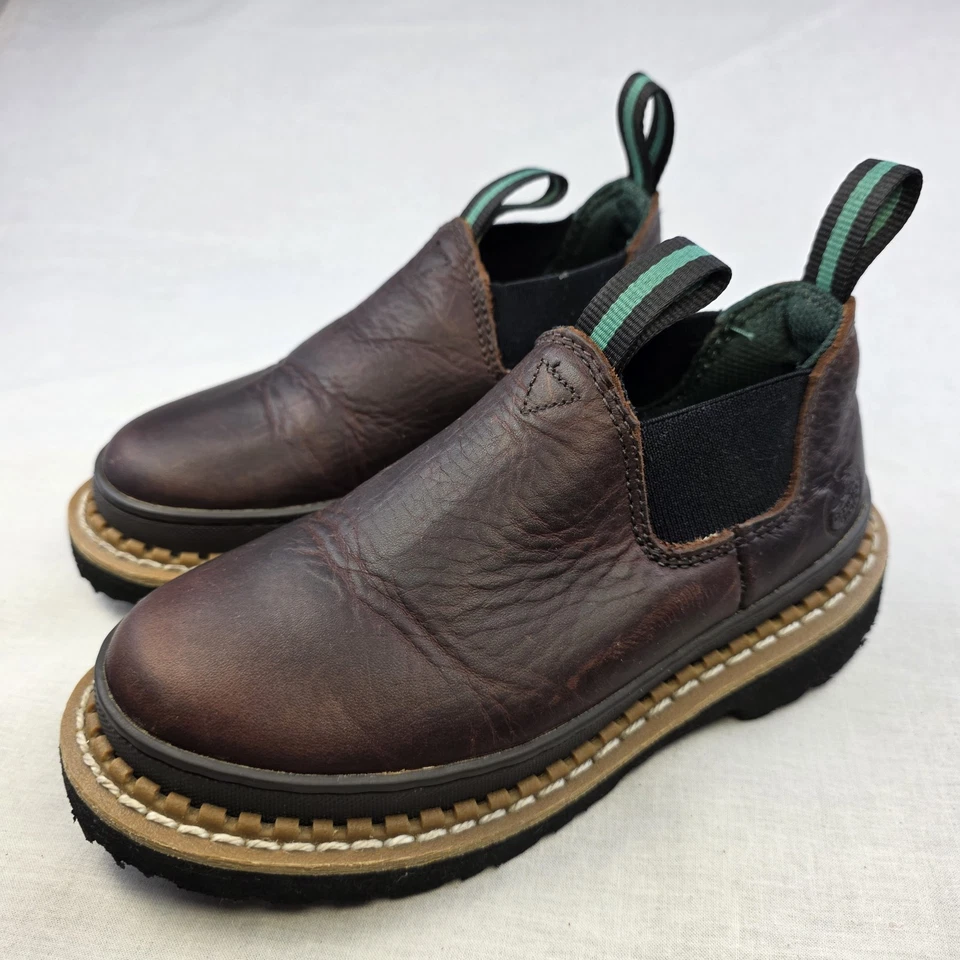 Georgia Kids Boys Soggy Brown Leather Little Giant Romeo Slip On Shoes SIZE 1M - Image 2 of 4