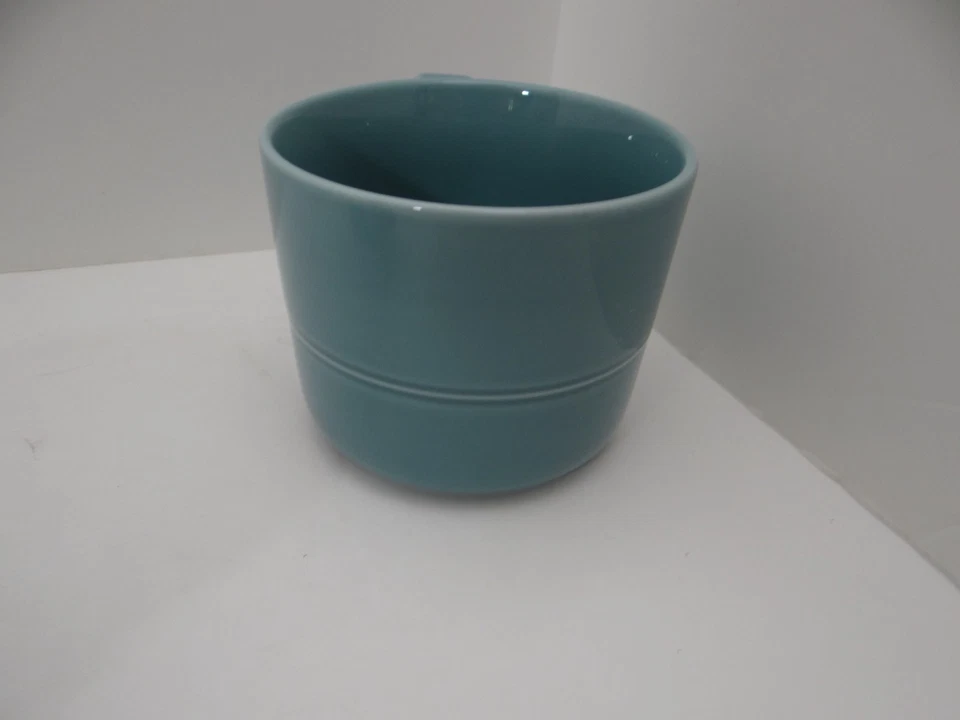 Crate & Barrel Aaron Probyn Mugs Set of 4 Teal Blue Indonesia - Image 3 of 4