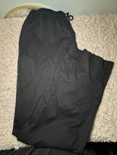 Black Unisex Scrub Pants Size L Solid Polyester Twill Elastic Drawstring