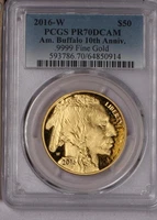 2016-W Gold Buffalo 1 oz. $50 PCGS PR70 Deep Cameo