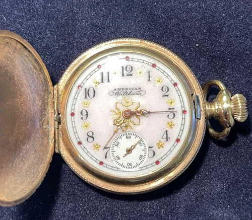 Working Waltham 1891 Seaside Pocket Watch 7J Hunter Case 14K Gold Filled Montauk