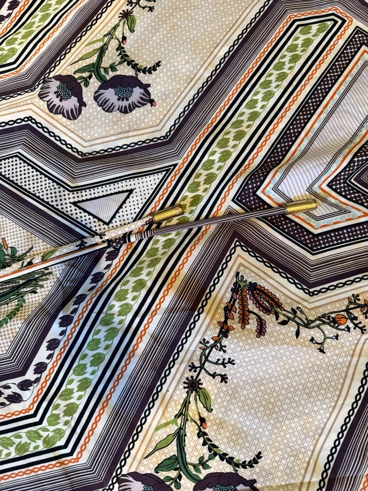 🧡 Tory Burch Floral Geometric Silk Shirt Dress – Size S Resort Wear Beach Wear - Image 4 of 4