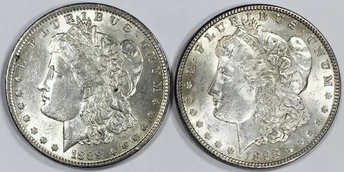 *LOT OF 2 AU+++ MORGAN SILVER DOLLARS* *MIXED DATES* NR #G3807