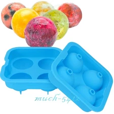 Silicone Ice Cube Trays 4-grid Sphere, Round Mold For Whiskey, Cocktails, Drinks