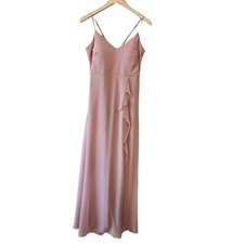 Birdy Grey Theresa Ruffle Trim Spagetti Strap Maxi Dress Size S Small Taupe