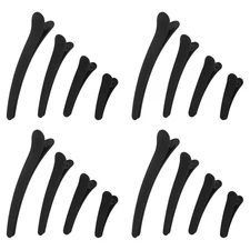 16 Pcs Matte Black Alligator Hair Clips, Duck Billed Hair Barrettes, 4 Sizes