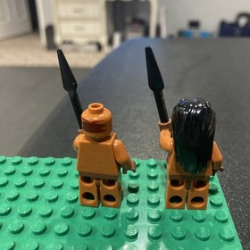 Lego Indiana Jones Minifigure Ugha Warrior w/Hair iaj015 iaj016 7627 Spear Lot