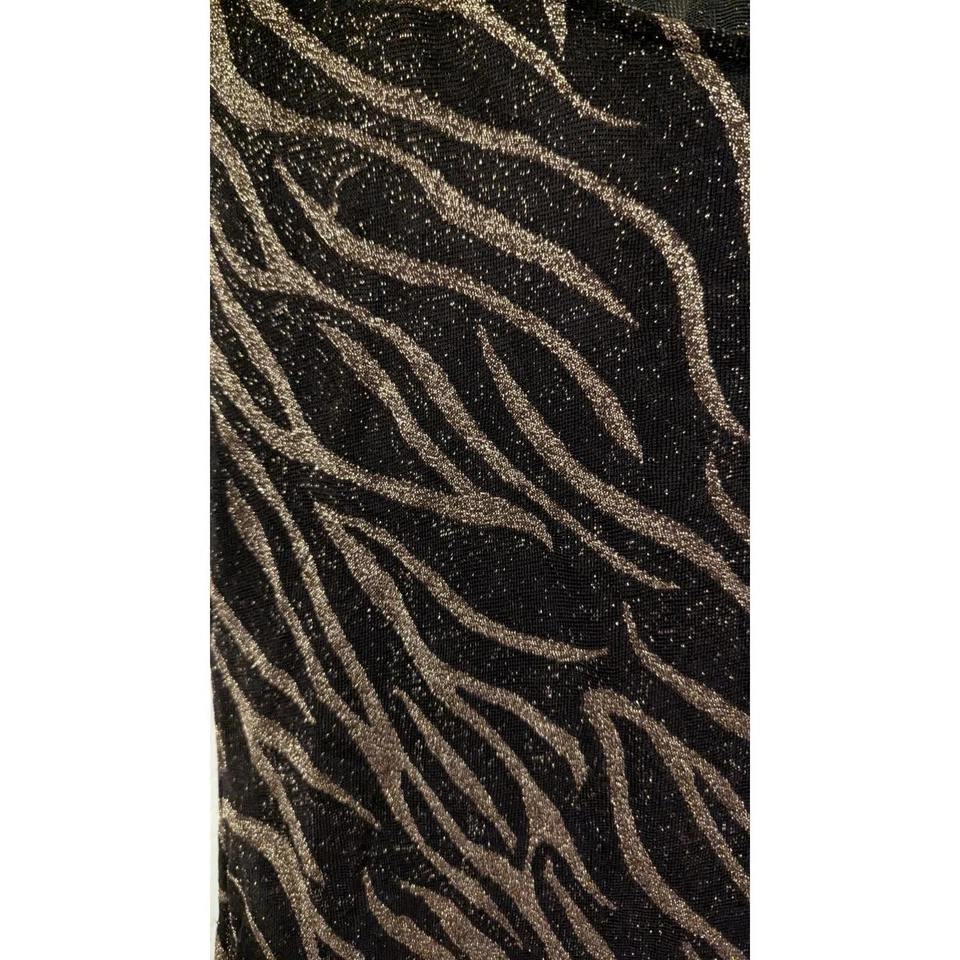 Top Deb Negro Dorado Metálico Estampado de Animales Manga Corta Fiesta Ropa de Club De Colección Años 90 Foto 2 de 4