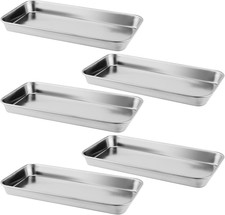 5 Vassoi per Strumenti Piccoli, in Acciaio Inox, Rettangolare, Vassoio Da Labora