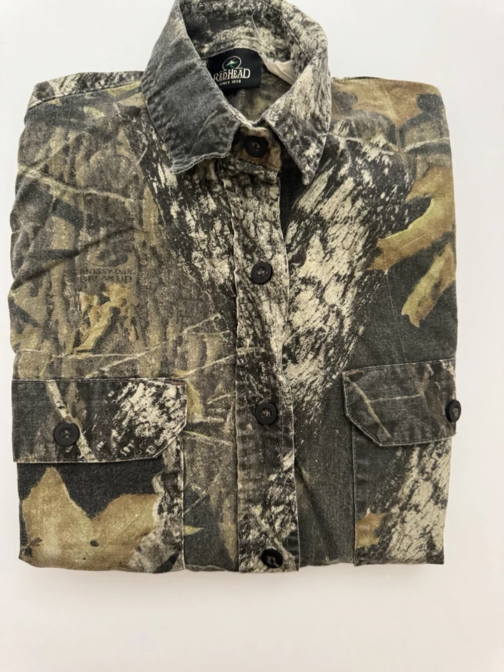 Red Head Camo Shirt Mens M Mossy Oak Breakup Button Up Hunting Long Sleeve Preow - Image 2 of 4