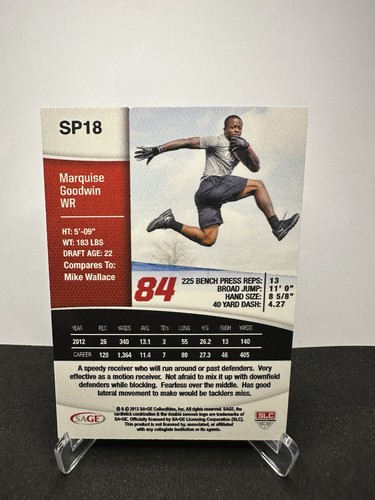 2013 SAGE /199 Marquise Goodwin #SP18 Rookie RC - Picture 2 of 2