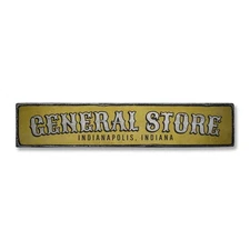 General Store City State, Custom Store - Rustic Distressed Wood Sign