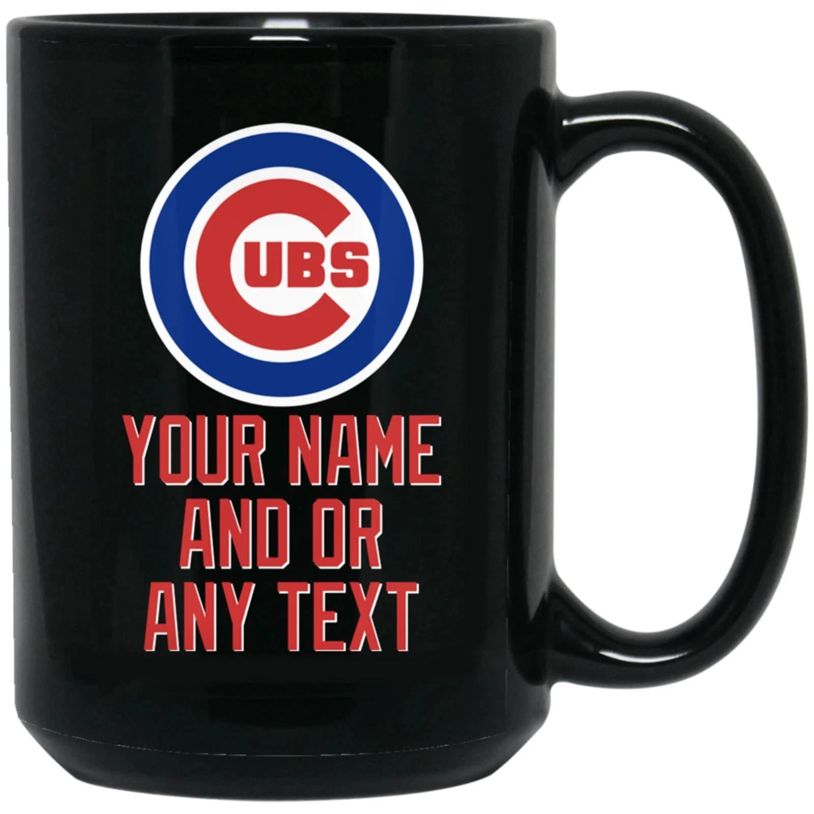 Custom Personalized Chicago Cubs Logo BlackCeramic Coffee Mug Cup