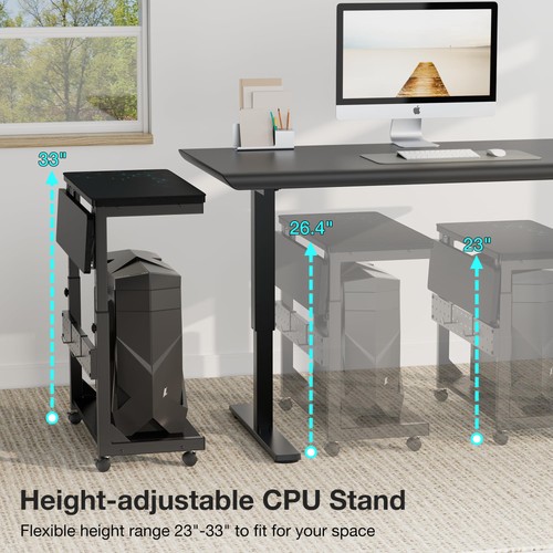 Supporto Torre Computer Regolabile in Altezza, Supporto PC a 2 Livelli Supporto CPU Sotto Scrivania... - Foto 4 di 8