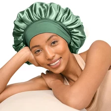 Silk Bonnet for Sleeping Women Double Layer Satin Lined Hair Bonnets for Slee...