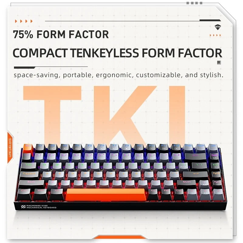 75% TKL Mechanical Gaming Keyboard Hot Swappable 6 Colour Backlit 84 Keys Wired - Image 2 of 4