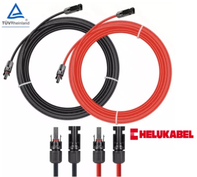 HELUKABEL Solarkabel inkl. Stecker Verlängerung 0,5-50m 4mm² 6mm² PV TÜV