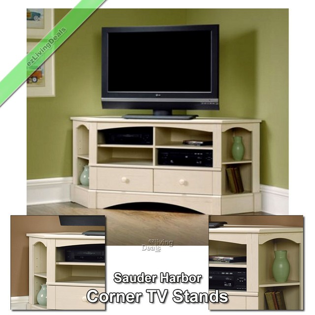 60 Corner Tv Stand Wood Console Table Stands For Flat Screens