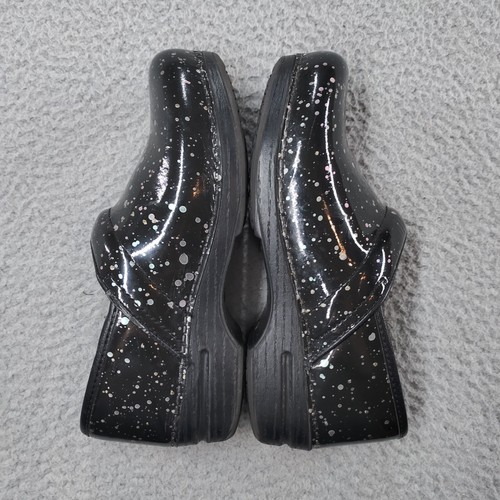 Dansko Clogs Shoes Women 39 US 8.5 Black Patent Leather Gold Silver Specks - Picture 9 of 18
