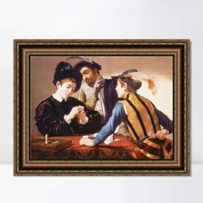 Framed Canvas Giclee Print The Cardsharps by Michelangelo Merisi da Caravaggio