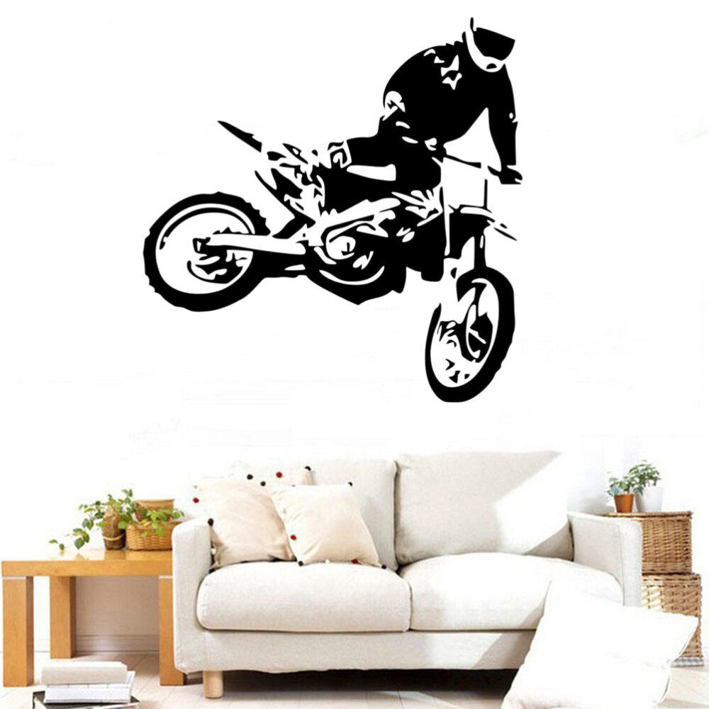Motorcycle Racer Wall Sticker Motocross Adhesive Mural Bike Motor Wall