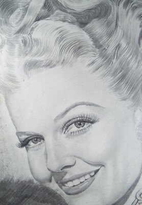Original Bleistiftzeichnung, 'Ann Sheriden', Albert Leonard, Mitte 20. Jahrhundert