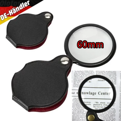 OLOTOS 60 mm Lupe Vergrößerungsglas Taschenlupe Leselupe Glas Juwelierlupe Leuchtlupe