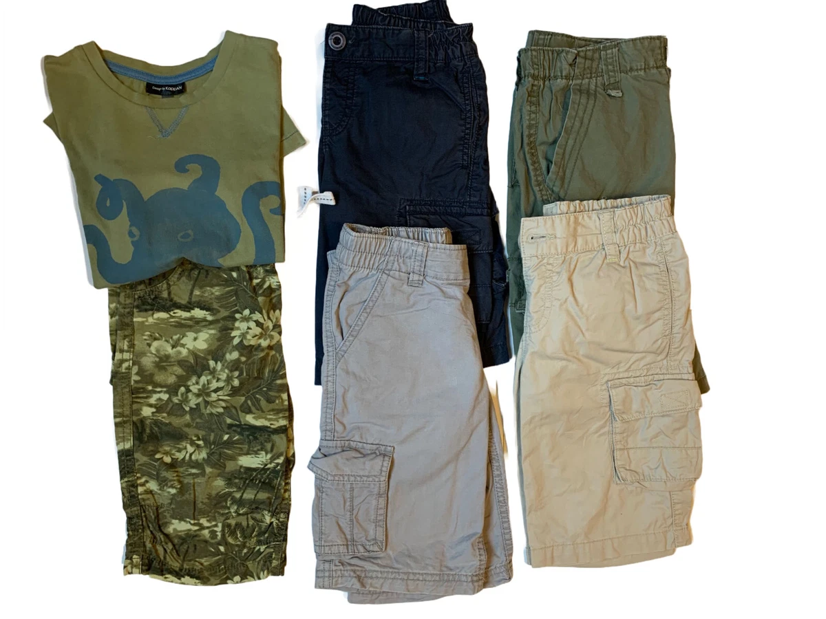 2pcs Toddler Boy 100% Cotton Playful Octopus Print Tee and Pocket Design Cargo Shorts Set