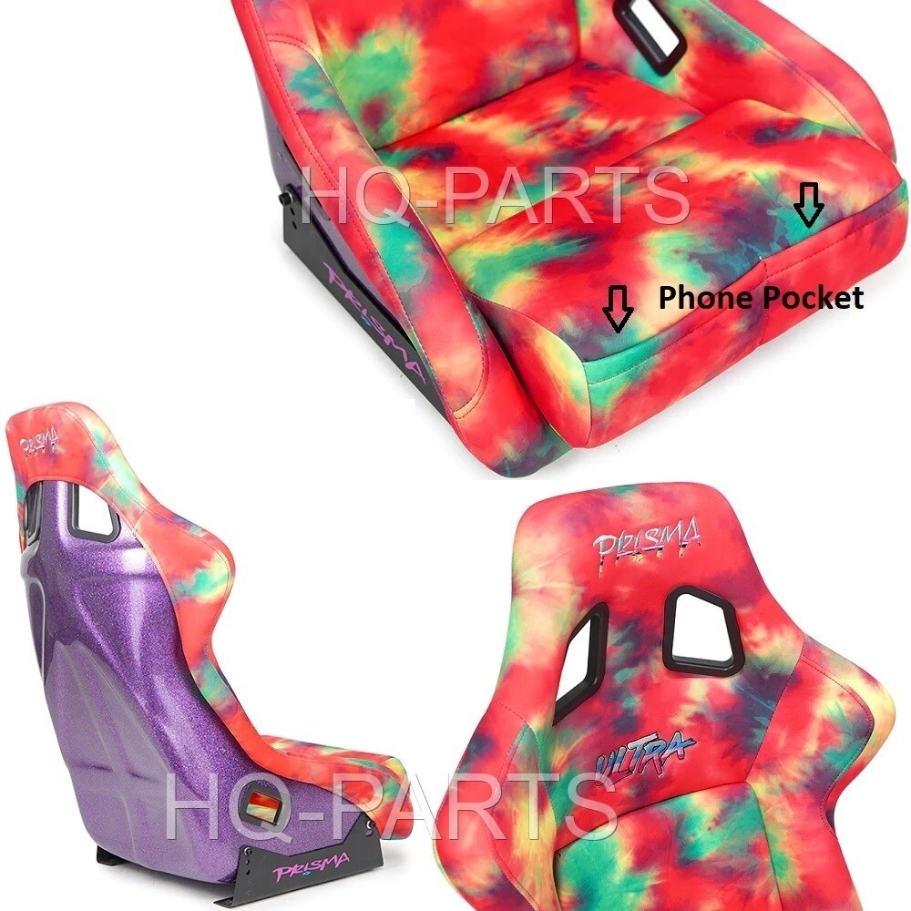 NRG PRISMA FIXED BACK BUCKET RACING SEAT FRP-302TIEDYE-ULTRA TIE