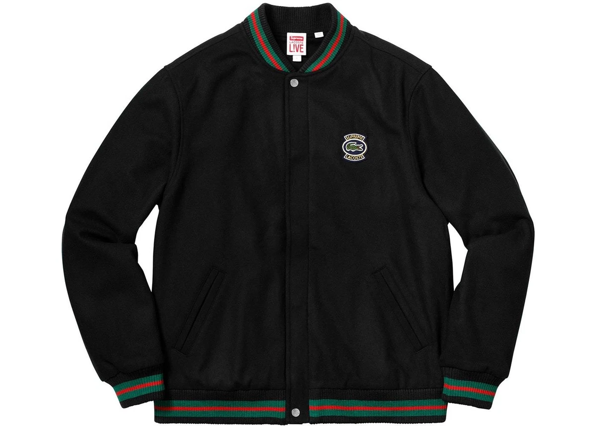 Supreme Lacoste Wool Varsity Jacket Black Size XL W/Receipt | eBay