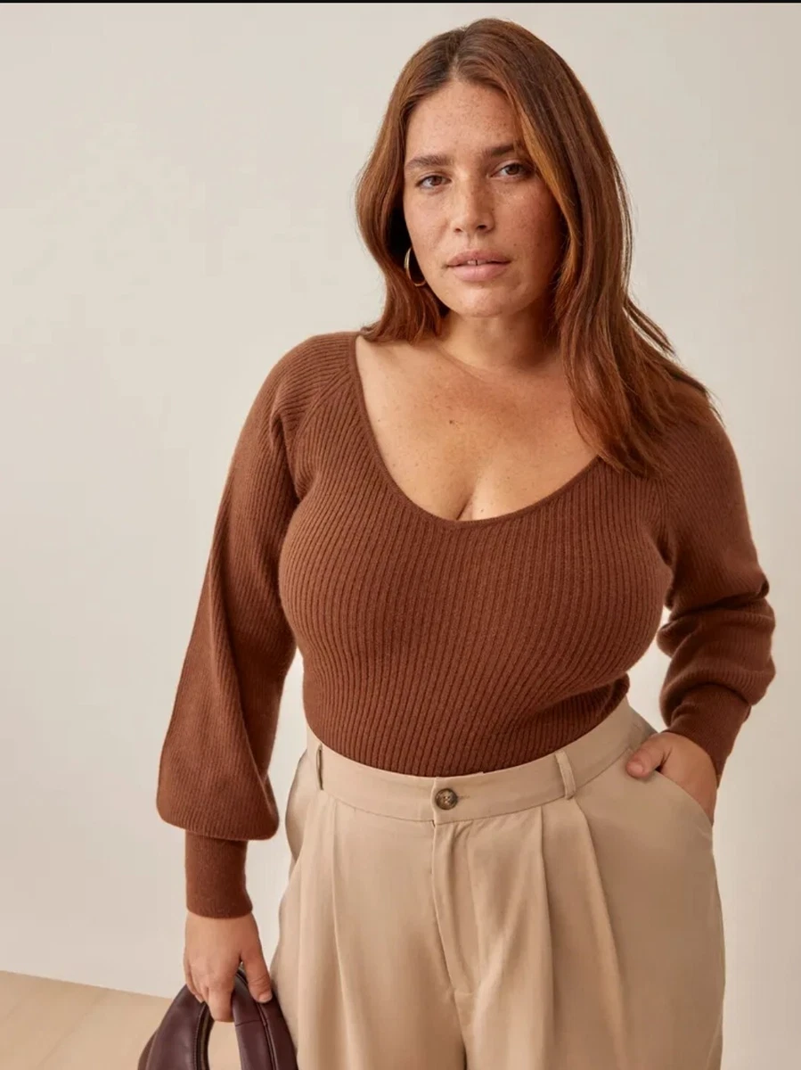 Reformation Hart Cashmere Sweater in Cinnamon XL NWT | eBay