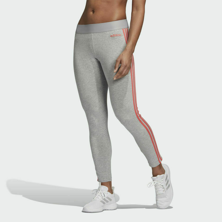 NEW Adidas Women's ESSENTIALS 3-STRIPE TIGHTS DU0684 GREY HEATHER