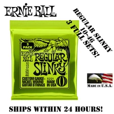 **3 SETS ERNIE BALL 2221 REGULAR SLINKY ELECTRIC GUITAR STRINGS 10-46**