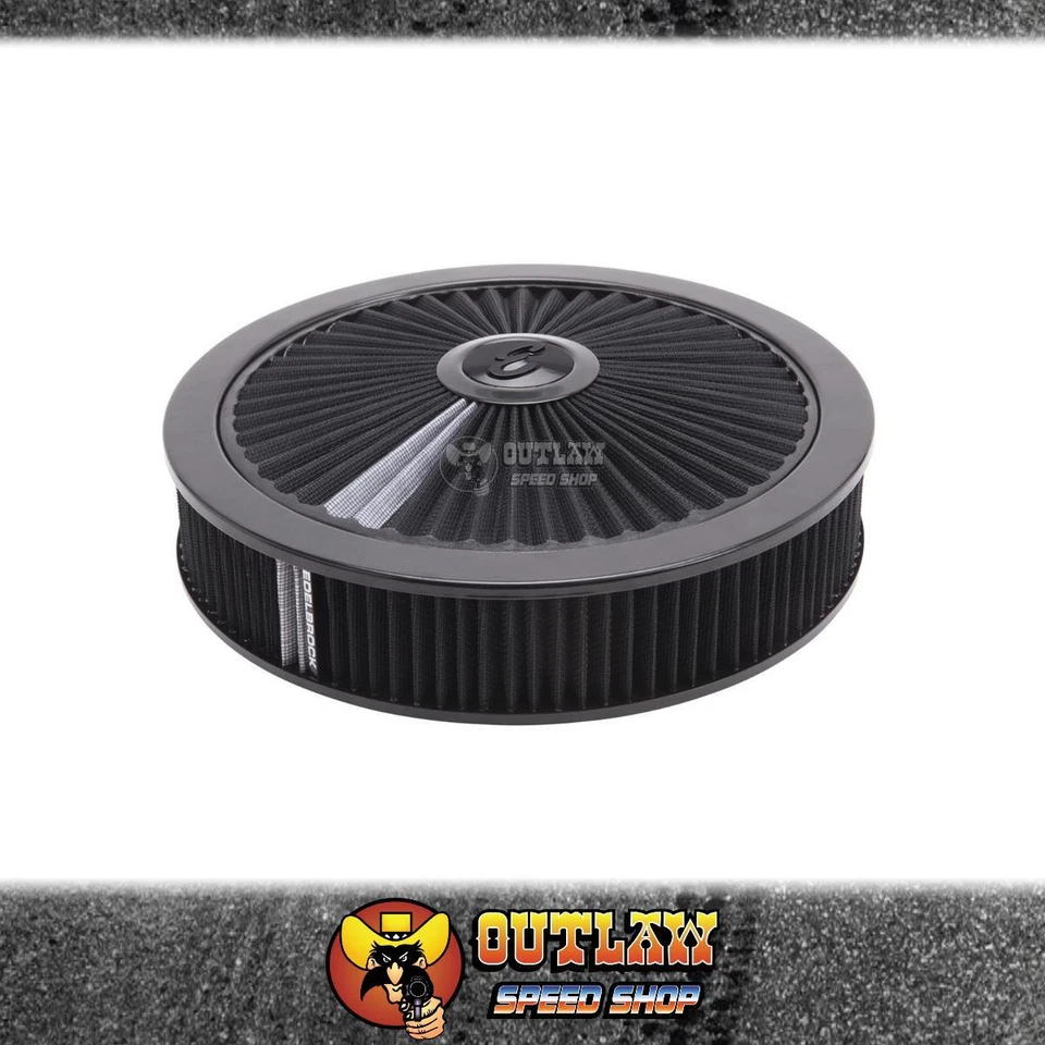 EDELBROCK PRO-FLOW 14" X 3" AIR CLEANER FITS 5-1/8" CARB BLACK/BLACK - ED43662
