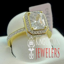 Solitaire Pure 925 Silver14k Yellow Gold Finish Women Anniversary Promise Ring