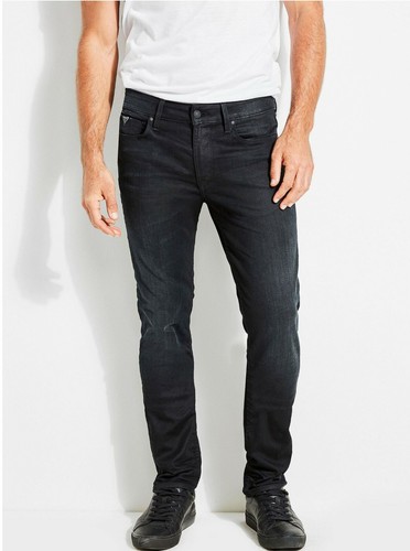 GUESS Uomo Slim Jeans Stretti – Lavato Nero Taglie 30 | eBay