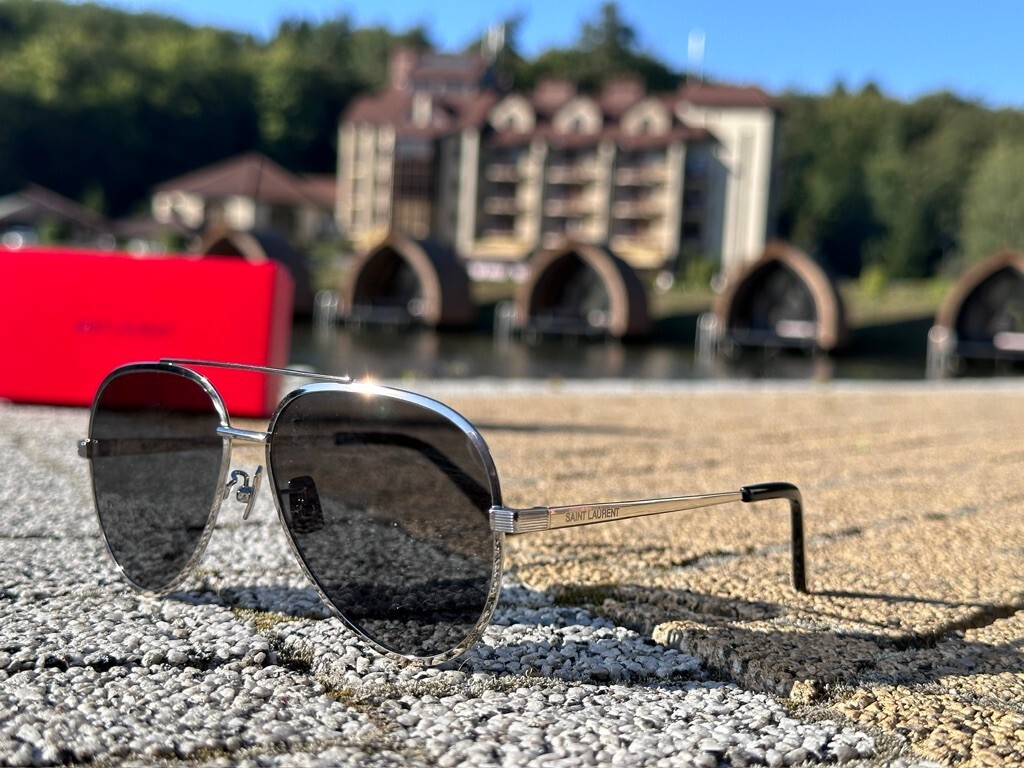 Saint Laurent Sunglasses Classic 11 Zero Silver Frame Grey Lens Aviator  Unisex