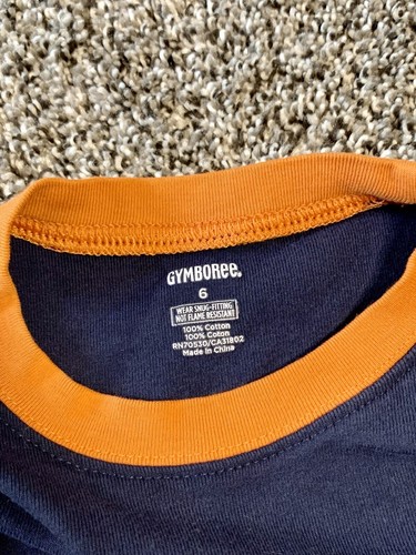 Youth Boys Gymboree Dino Dinosaur blue orange striped Pajama set size 6 - Picture 6 of 7