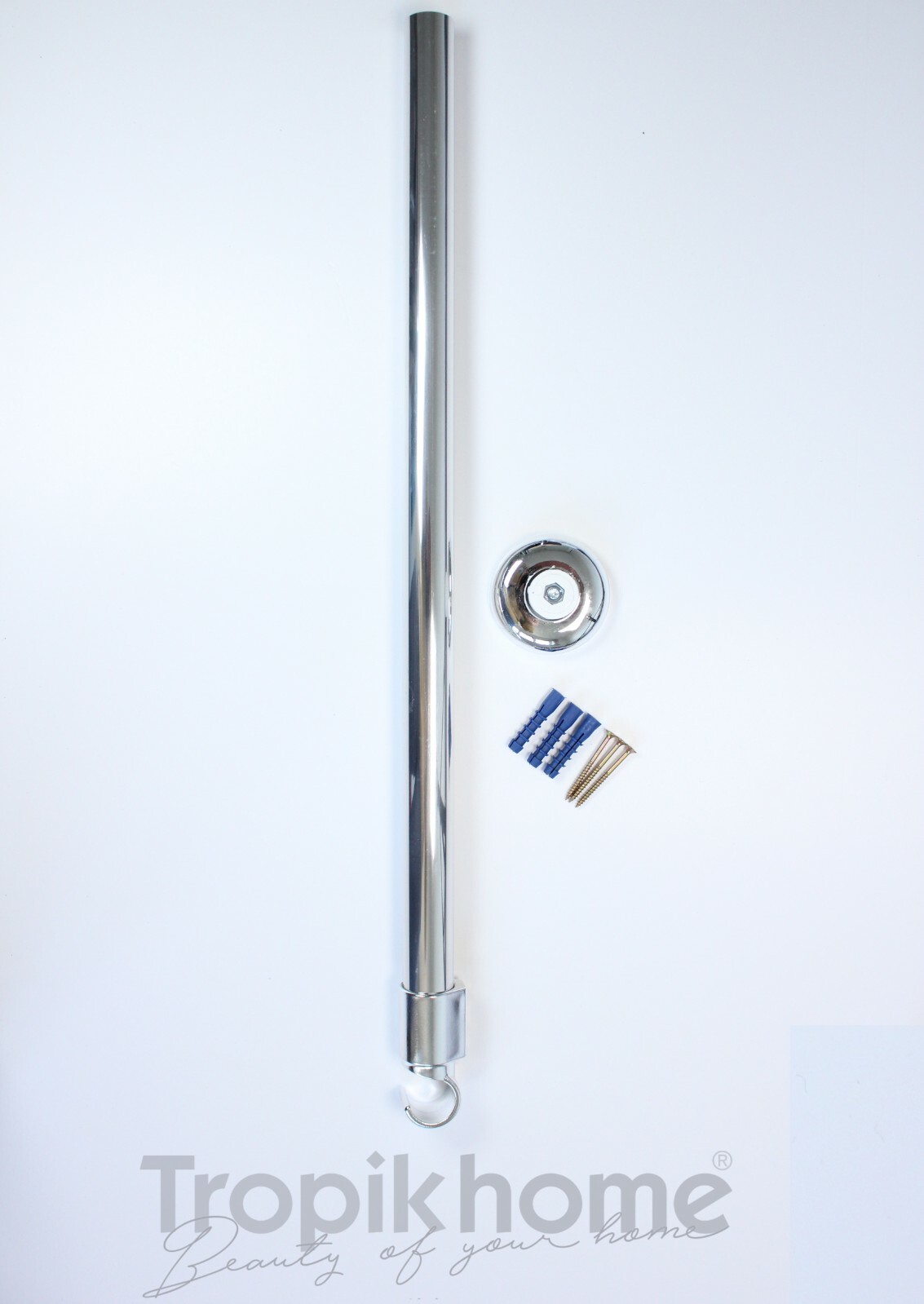 Ceiling Mount for Shower Curtain Rod/Rail in Chrome, Black or White