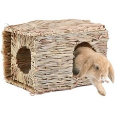 Rabbit Sleeping Bed House Pet Cottage Straw House Grass Cage Hut Nest