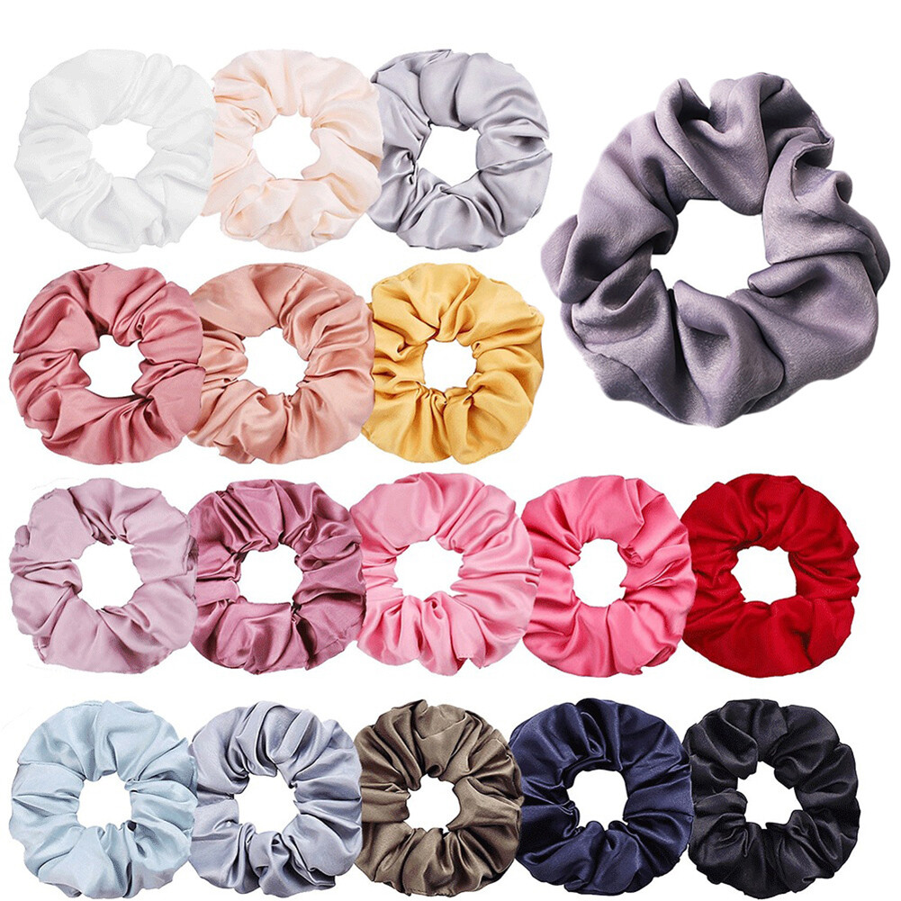 1PC Soft Silky Satin Hair Scrunchies Elastic Ponytail Tie Rope Band