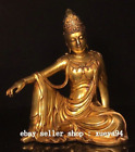 12" Old Chinese Dynasty Copper Gilt Free Guanyin Kwanyin Goddess Buddha Statue