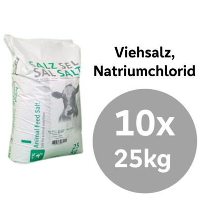 Viehsalz, Natriumchlorid, gesackt, 10 x 25kg, Einzelfuttermittel