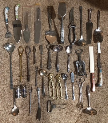 Huge Lot Of Nice Silver Antique Vintage Kitchen Tools Metal