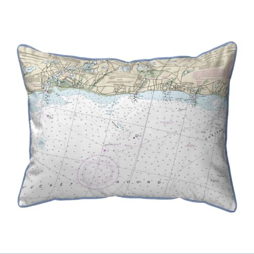Betsy Drake Harwich Port, MA Nautical Map Small Corded Indoor Outdoor Pillow - Picture 1 of 1