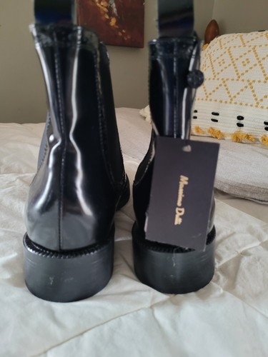 BOTAS CHELSEA MASSIMO DUTTI Mujer Cuero Negro Talla 6.5 Cuero Patentado - Imagen 4 de 10