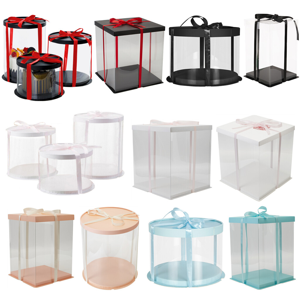 Clear PVC Gift Boxes Cake Candy Packaging Transparent Box Wedding