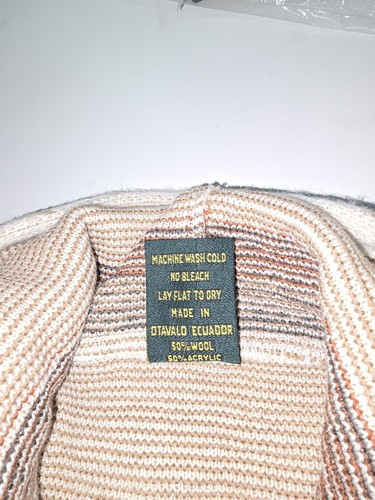 New Alpaca Open Zip Hoodie Jacket Made In Ecuador Beige Rust Black Medium Men's - Picture 7 of 12